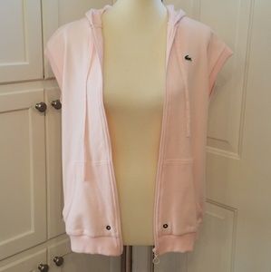 Lacoste sport pink sleeveless zip-up hoodie